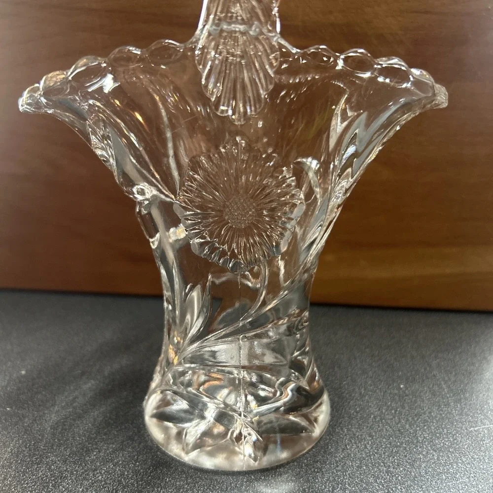 Vintage Glass Basket with Handle Easter Spring Decor